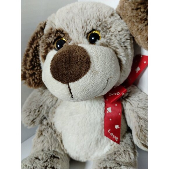 Plush Puppy Dog Stuffed Animal Toy with Heart‎ Paw Design & Red Love Ribbon 2014 - Picture 7 of 10